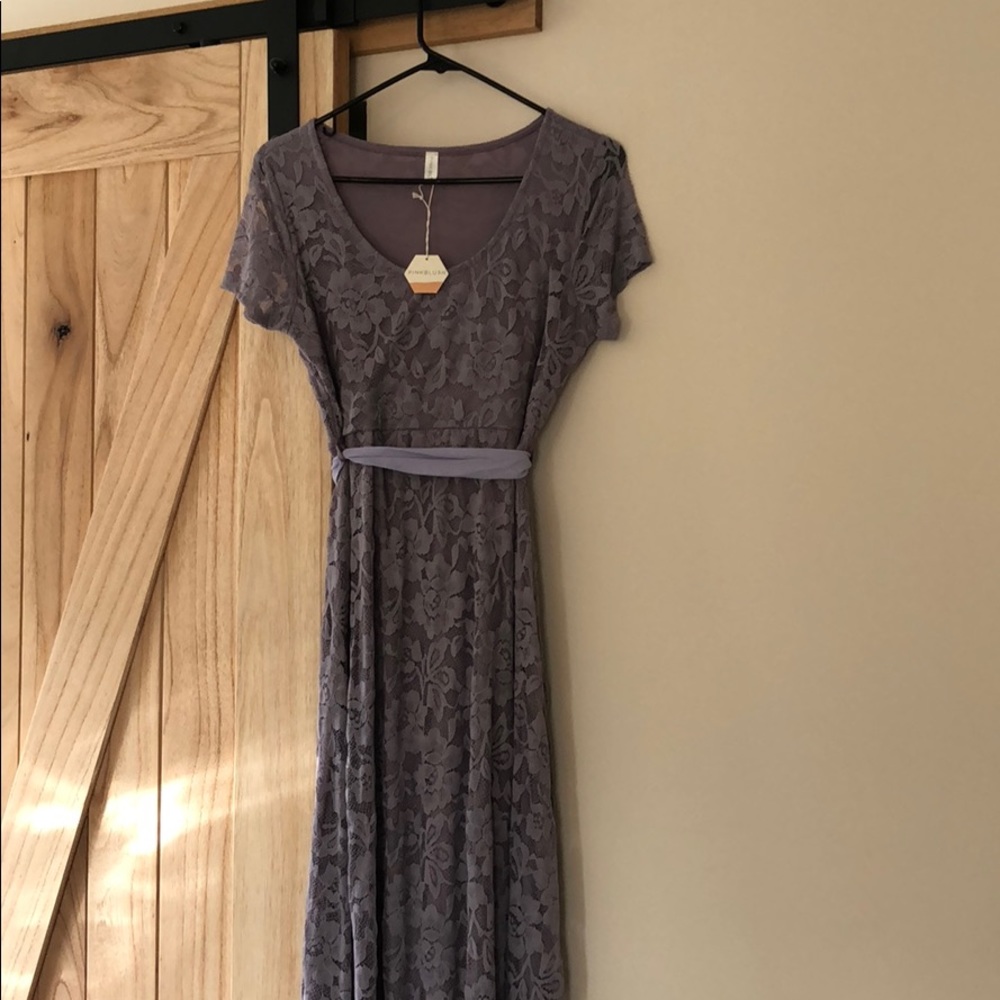 Lavender lace maternity dress